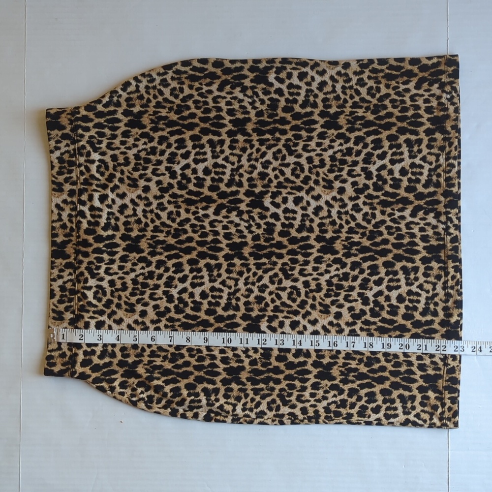 Jaclyn Smith Collection Stretch Animal Print Skirt MEDIUM Tan Black - Picture 11 of 13